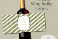 Lovely Mint &amp;amp; Gold Glitter Printable Wine Label Hostess inside Blank Wine Label Template