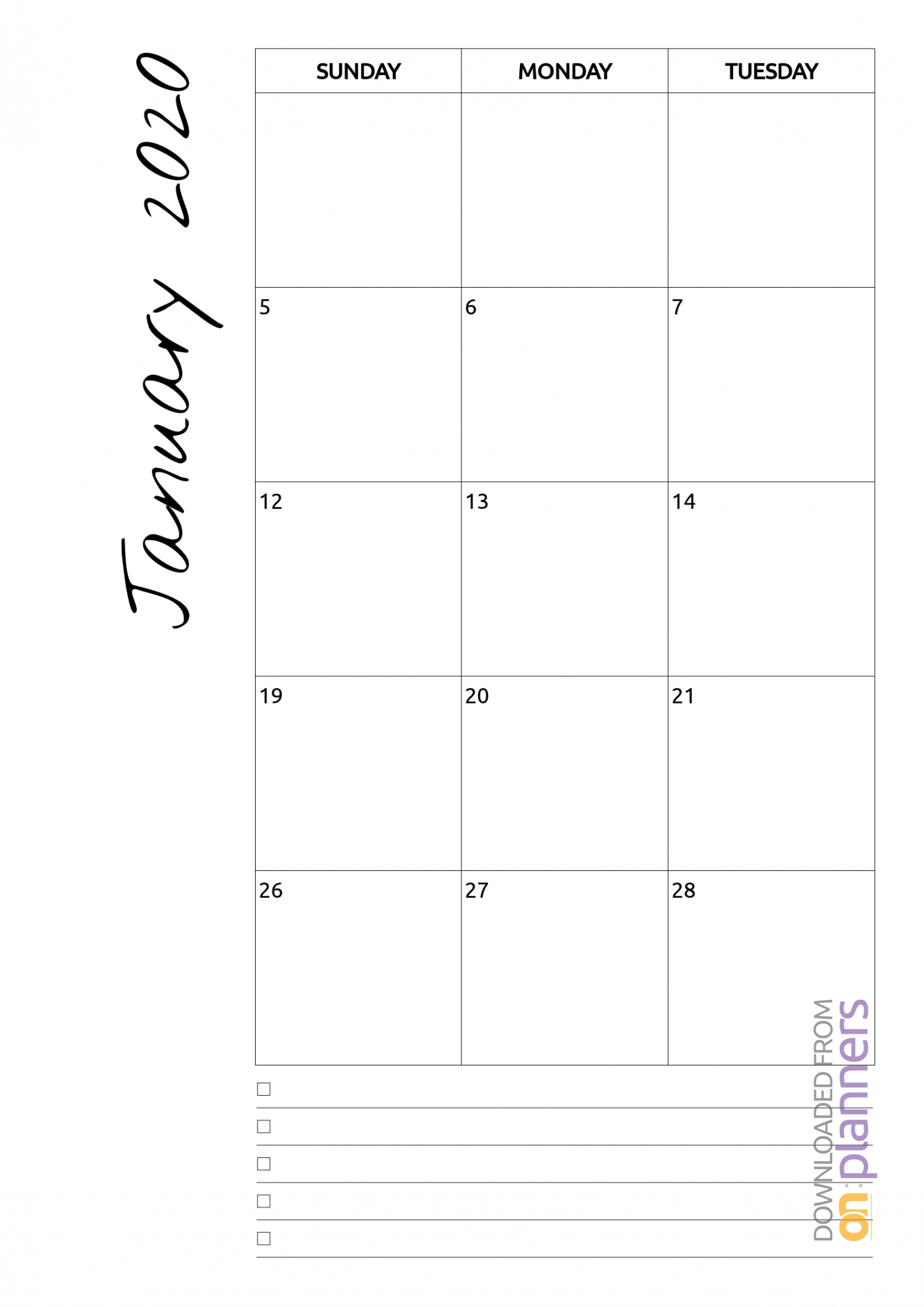 Monthly Print Calendars Templates 2020 Multiple Months Per throughout Blank Calander Template