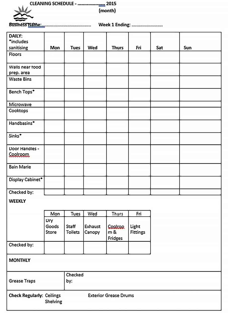 Office Cleaning Schedule Template - Culturopedia regarding Blank Cleaning Schedule Template