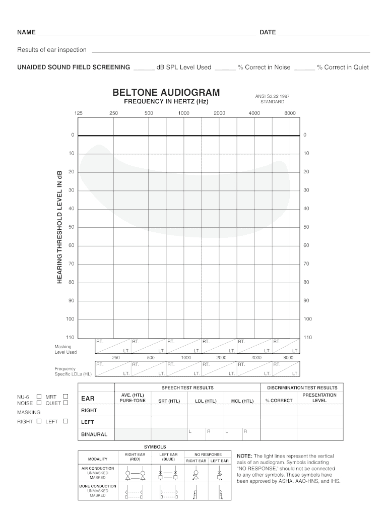 Printable Audiogram Template - Fill Out And Sign Printable regarding Blank Audiogram Template Download