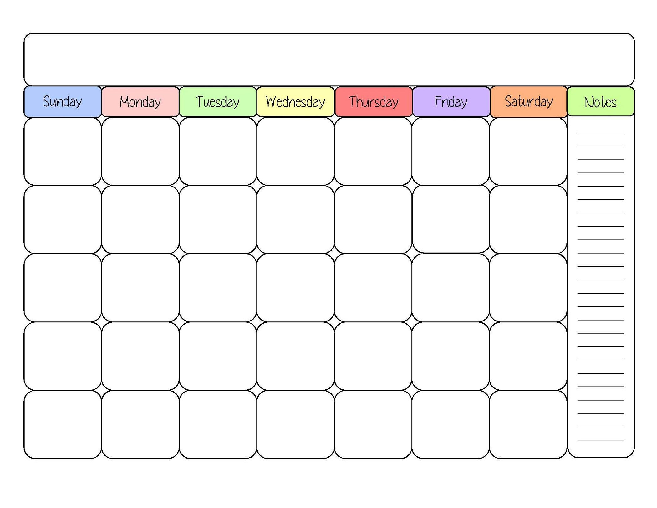 Printable Photo Calendar Template - Calendar Templates within Blank Activity Calendar Template