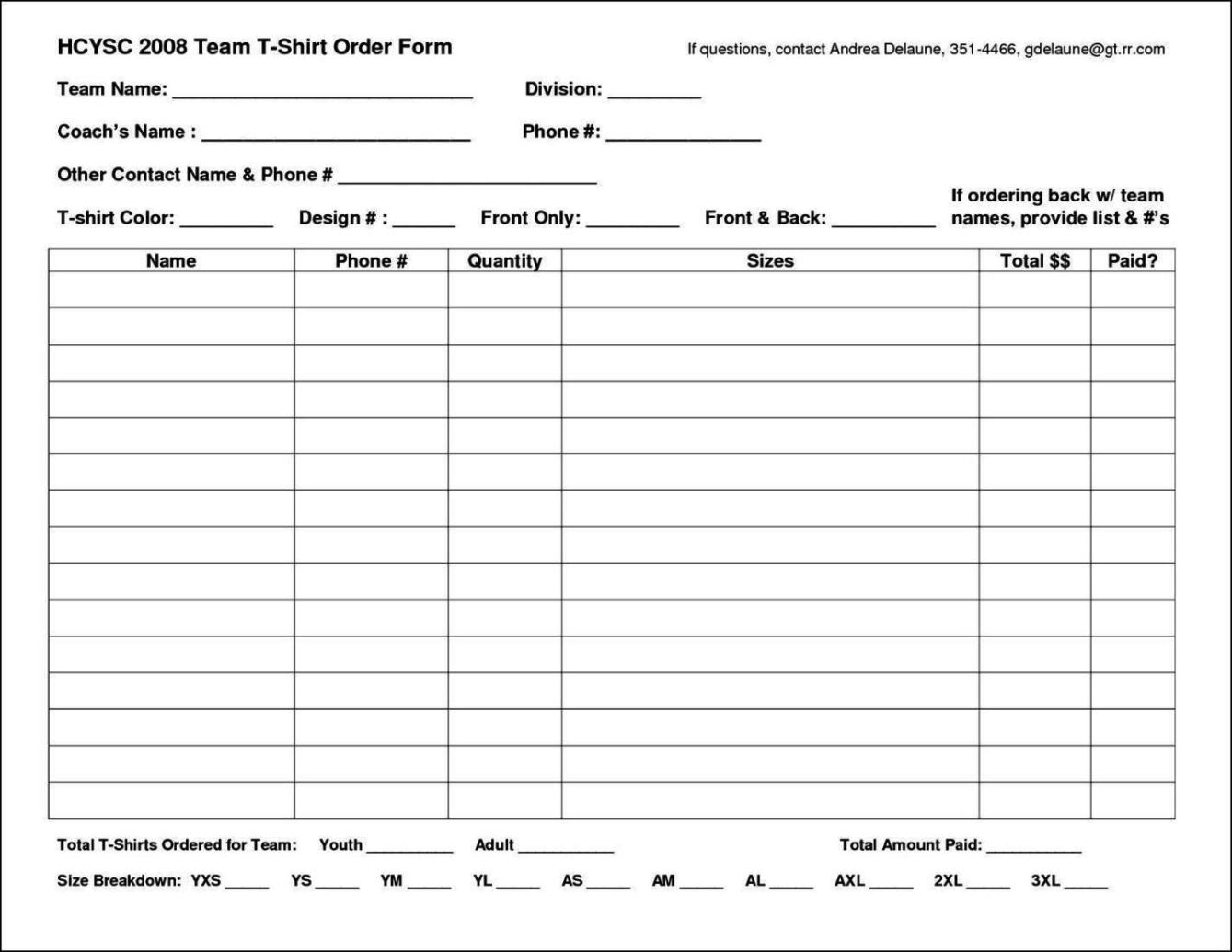 Product Order Form Template Excel - Sampletemplatess with regard to Blank T Shirt Order Form Template