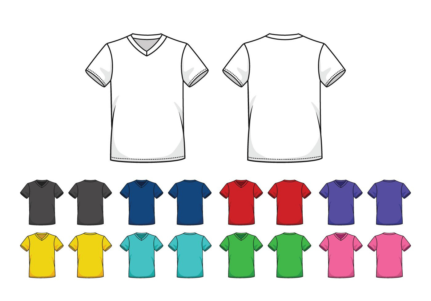 Set Of Colored V-Neck Shirts Templates 154673 - Download inside Blank V Neck T Shirt Template