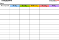 Simple Blank Revision Timetable Template with Blank Revision Timetable Template