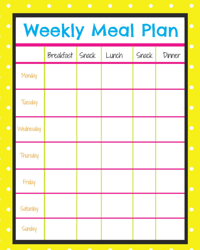 Weekly Menu Planner | Weekly Menu Planners, Weekly Meal for Blank Meal ...