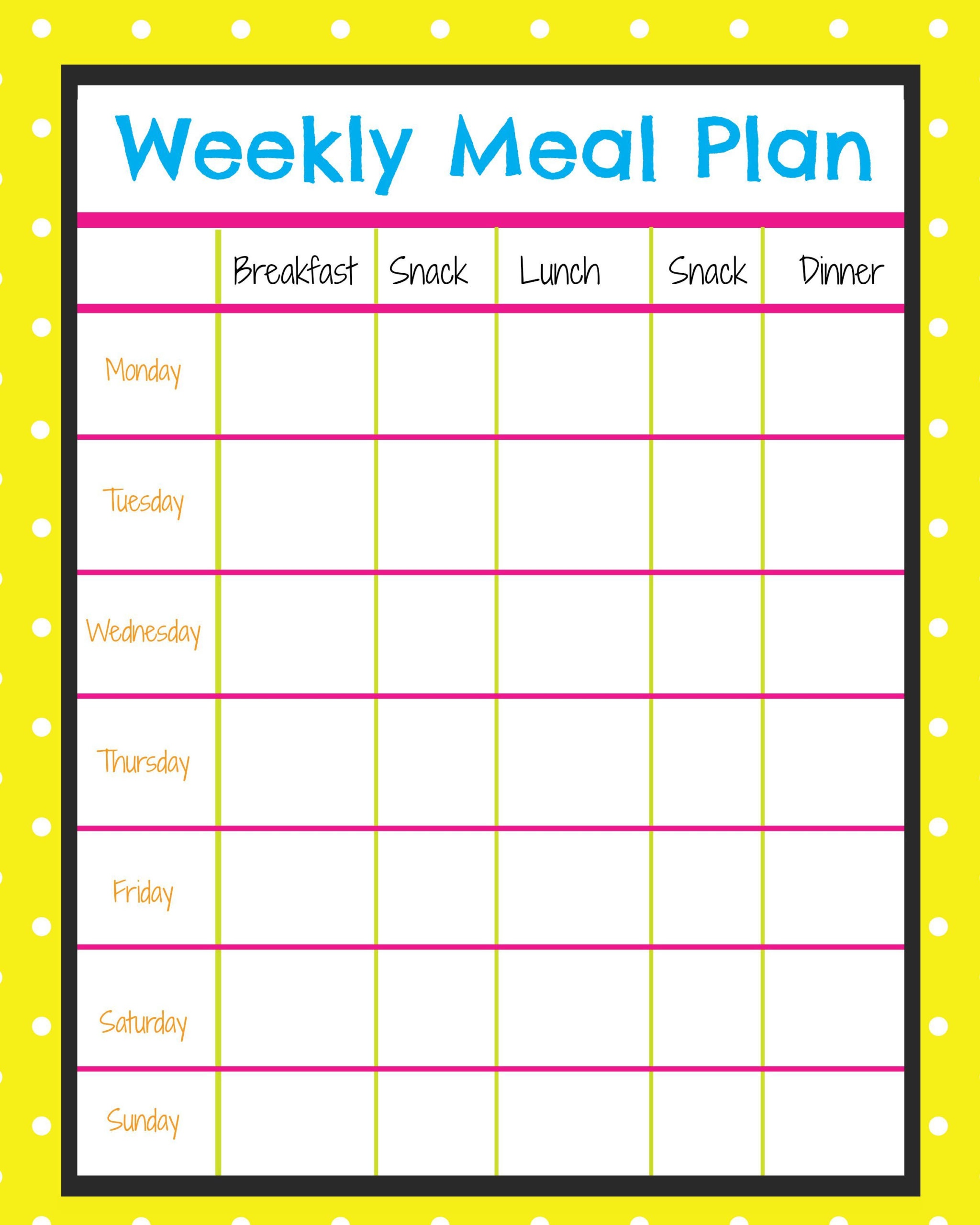 Weekly Menu Planner | Weekly Menu Planners, Weekly Meal for Blank Meal ...