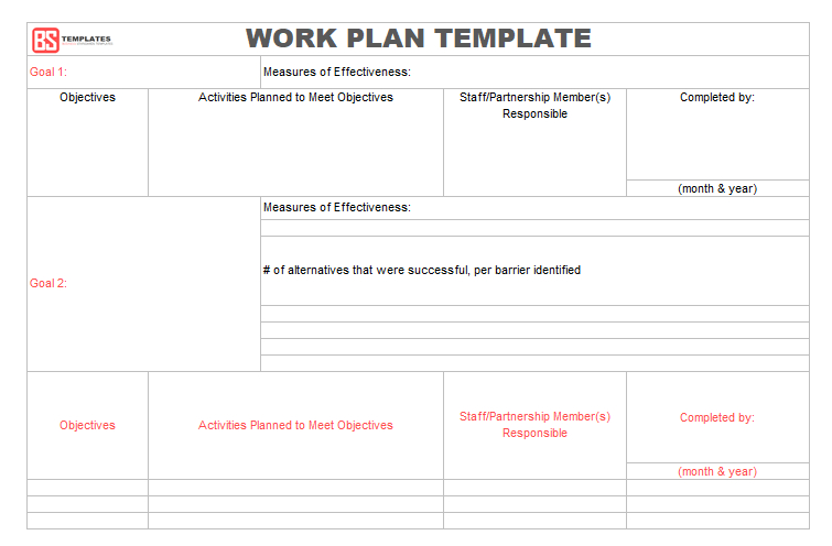 Work Plan [ Templates | Samples | Examples] - Word &amp; Excel with regard to Blank Scheme Of Work Template