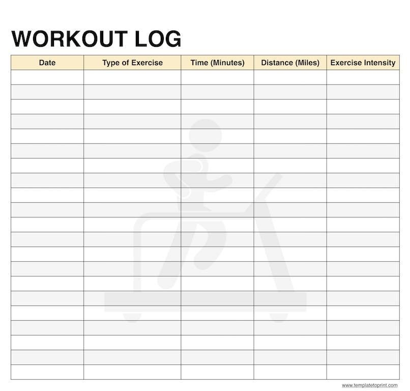 Workout Log Book Printable Template Pdf | Daily Workout with Blank Workout Schedule Template